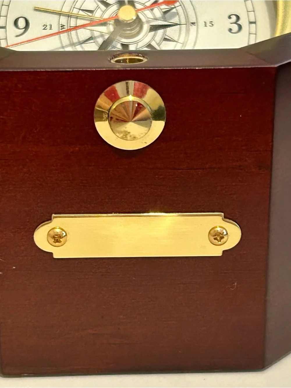 Brass Nautical Clock in Mahagony Wood Finish Box with Alarm